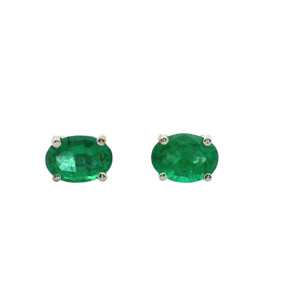 Oval 7x5 Emerald | 18Kt Gold Earrings | Marquisse Jewelry