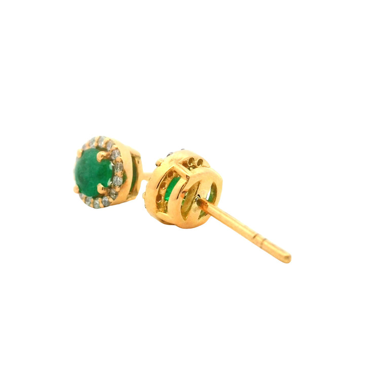 Emerald Diamond Halo M (mm) | 18Kt Gold Earrings | Marquisse Jewelry