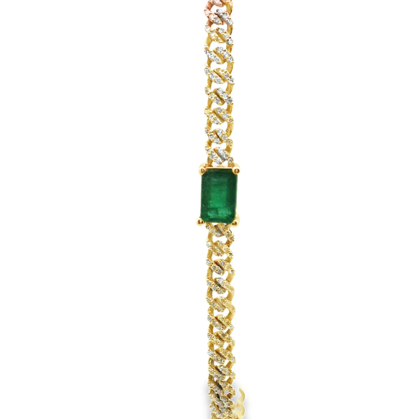 Pulsera de Esmeralda Rectangular con cadena Diamantada