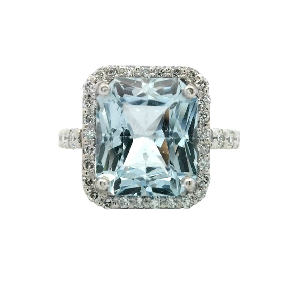 Aquamarine Emerald Cut Ring | 18kt Gold Rings | Marquisse Jewelry