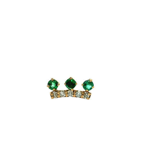 Earring 3 emerald and diamond bar