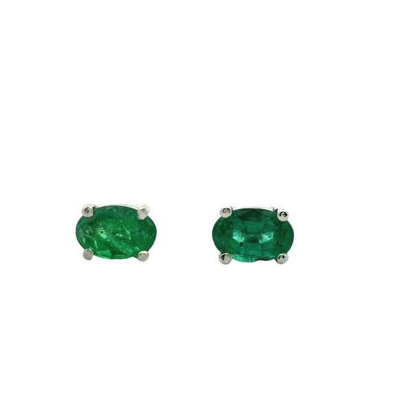 Oval 6x4 Emerald | 18Kt Gold Earrings | Marquisse Jewelry