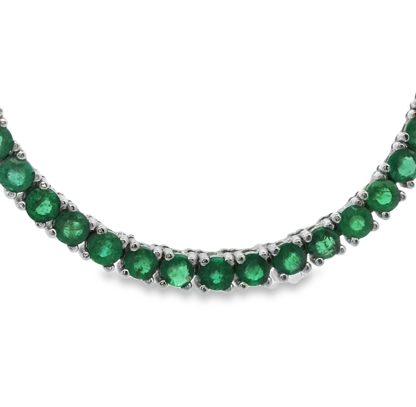 Tennis Necklace Emerald 6ct straight | 18kt Gold Necklaces | Marquisse Jewelry