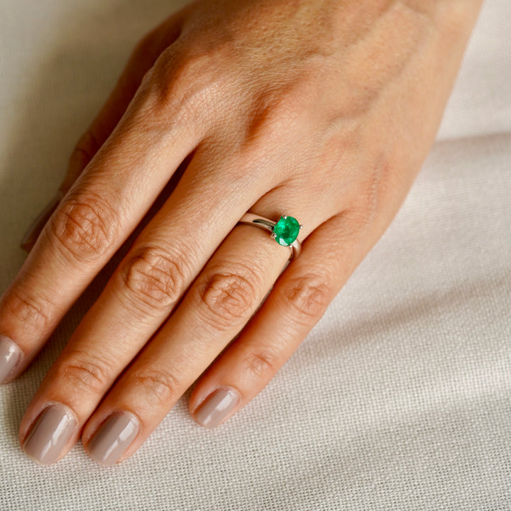 Emerald 7x5 Solitaire Ring | Gold Rings | Marquisse Jewelry