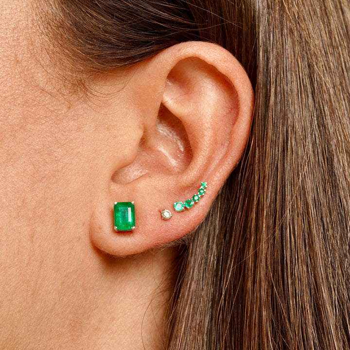 Emerald Rectangular 7x5 | Gold Earrings | Marquisse Jewelry