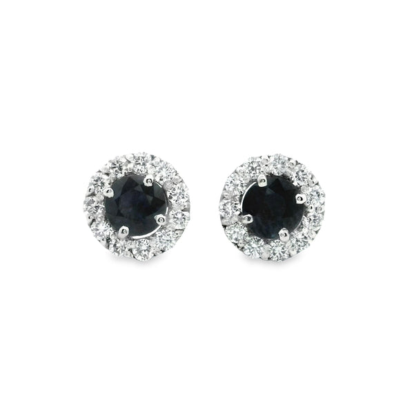 Sapphire Diamonds Halo 4,5mm Earring
