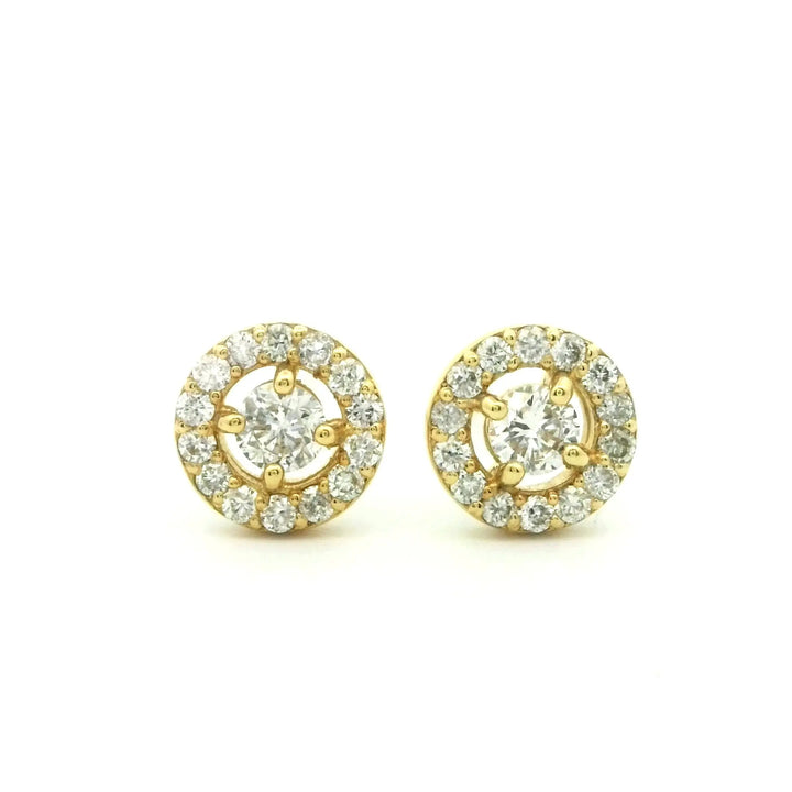 Round diamond with halo | 18Kt Gold Earrings | Marquisse Jewelry