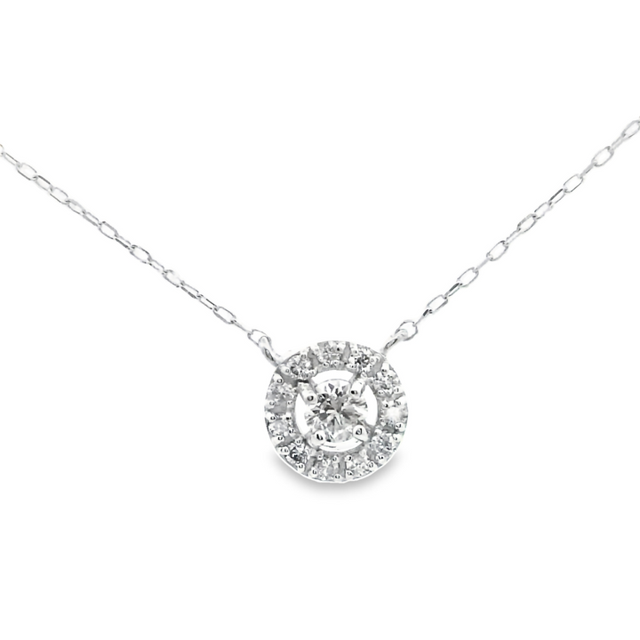 Solitary Halo Diamond Pendant | 18kt Gold Necklaces | Marquisse Jewelry
