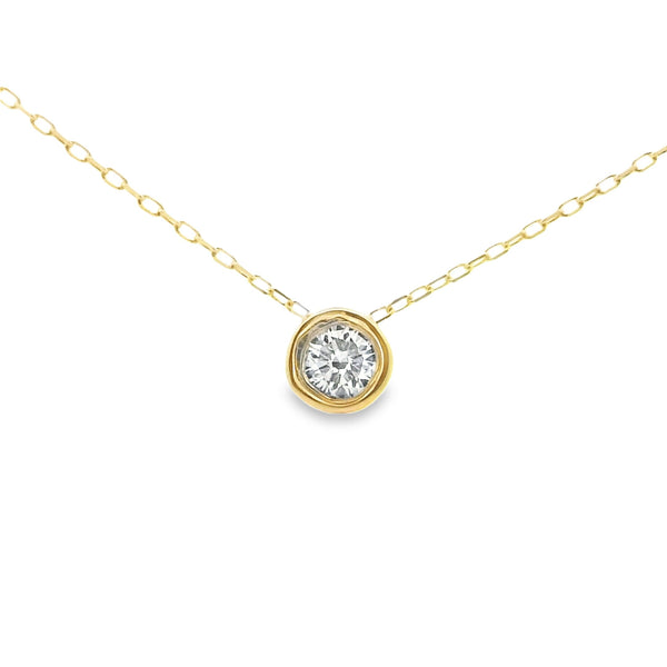 Diamond Bezel Pendant Yellow Gold | 18kt Gold Necklaces | Marquisse Jewelry