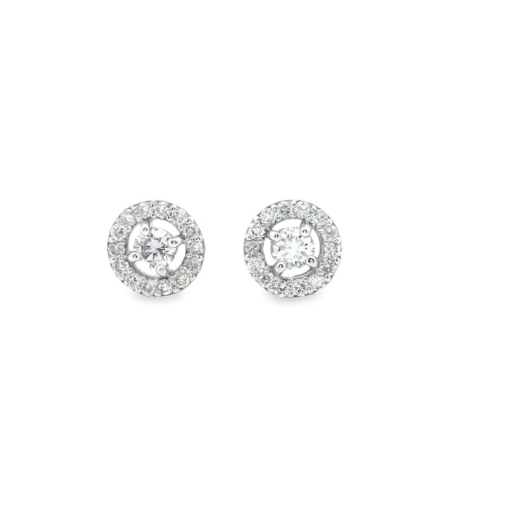 Round diamond with halo | 18Kt Gold Earrings | Marquisse Jewelry