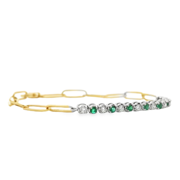 Paperclip Emerald and Diamond Tennis Bracelet