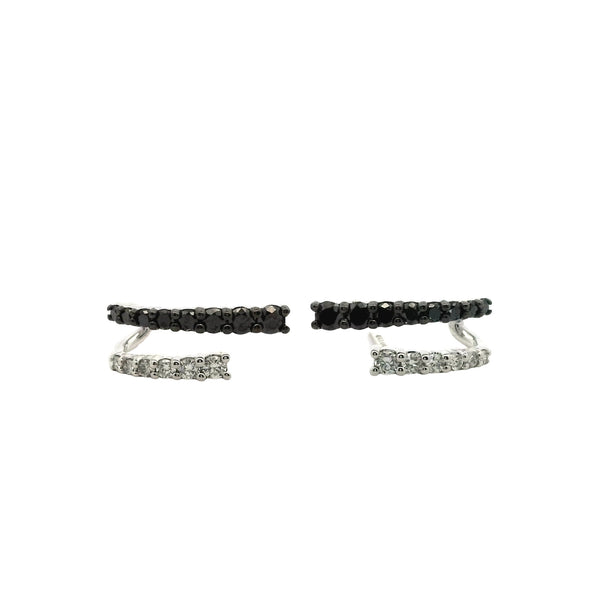 Aretes de Diamante Negros y Diamantes Blancos