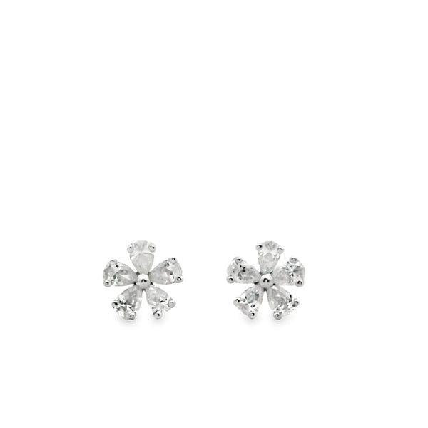 Aretes de Flor de Diamantes Pequeños