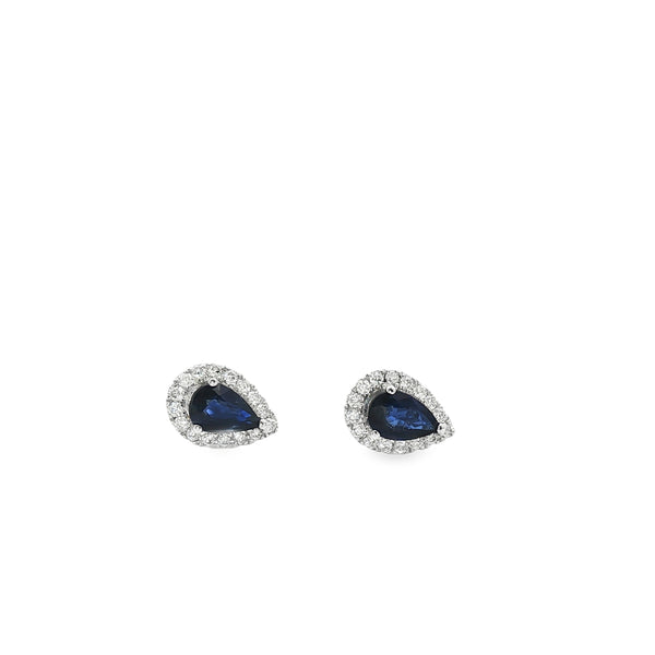 Aretes de Zafiro en gota con Halo de Diamante