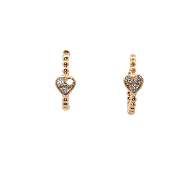 Candongas de Corazon de Diamante y Oro Amarillo