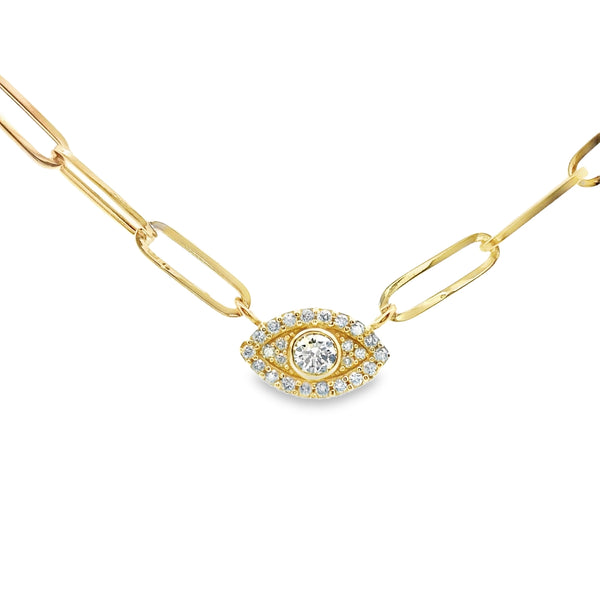 Dije de Ojo de Diamante con Cadena Paperclip