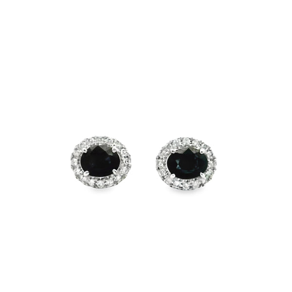 Aretes de Zafiro Ovalado con halo Medianos