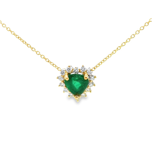 Dije de Esmeralda en Corazon con Halo Vintage