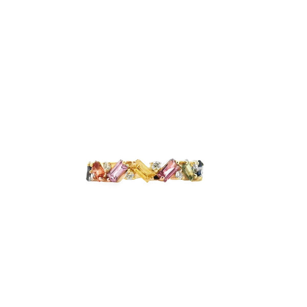 Anillo de Zafiros de Colores Baguette