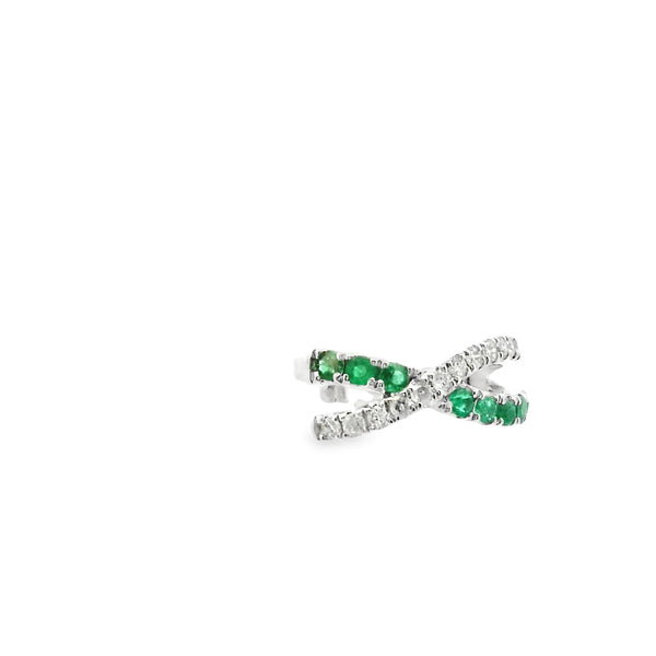 Earcuff de Esmeralda y Diamante Cruzado