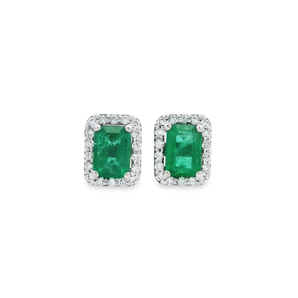 Emerald Rectangular Gold Earrings | Marquisse Jewelry USA