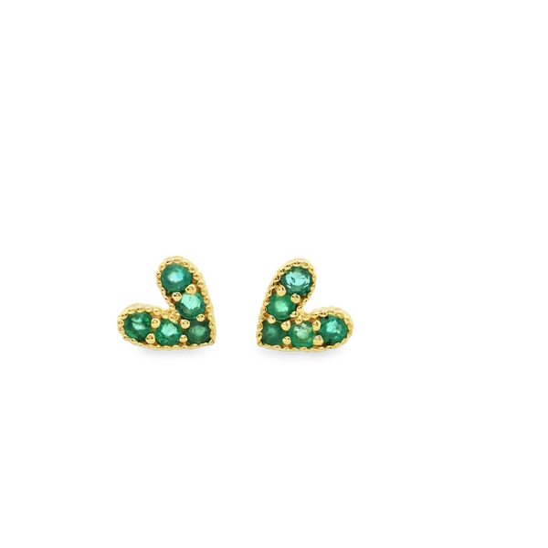 Aretes Corazón con Esmeralda