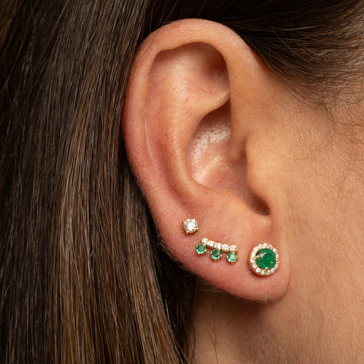 Emerald Diamond Halo | Gold Earrings | Marquisse Jewelry