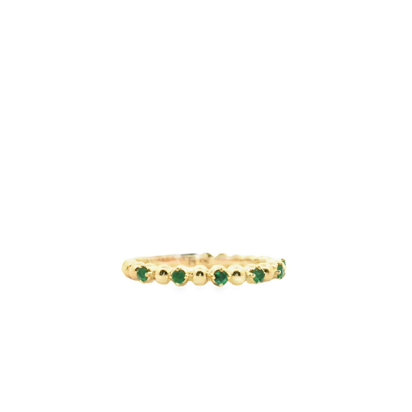 Anillo de Bolitas de Oro con Esmeraldas