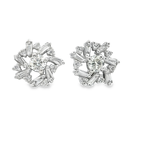 Aretes de Diamantes con halo baguette