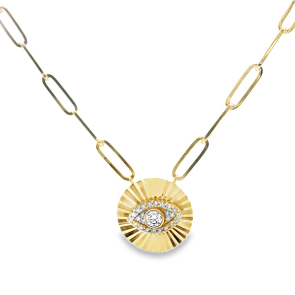 Circle Medal with Diamond Eye Pendant