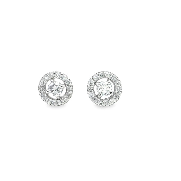 Round diamond with halo | Gold Earrings | Marquisse Jewelry