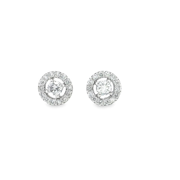 Round diamond with halo | Gold Earrings | Marquisse Jewelry