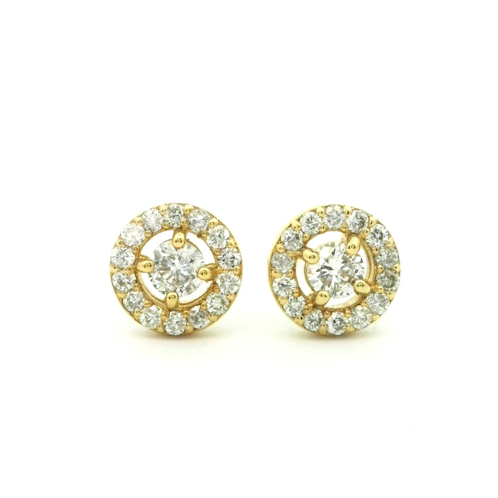 Round diamond with halo | Gold Earrings | Marquisse Jewelry