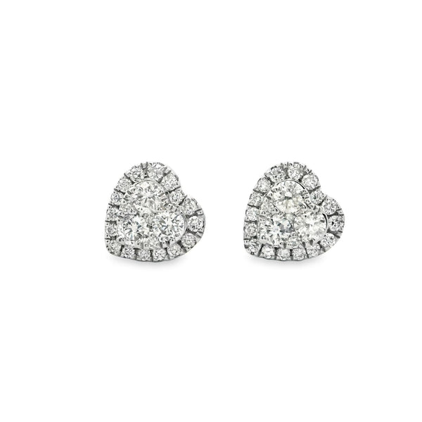 Aretes Corazón de Diamante con halo