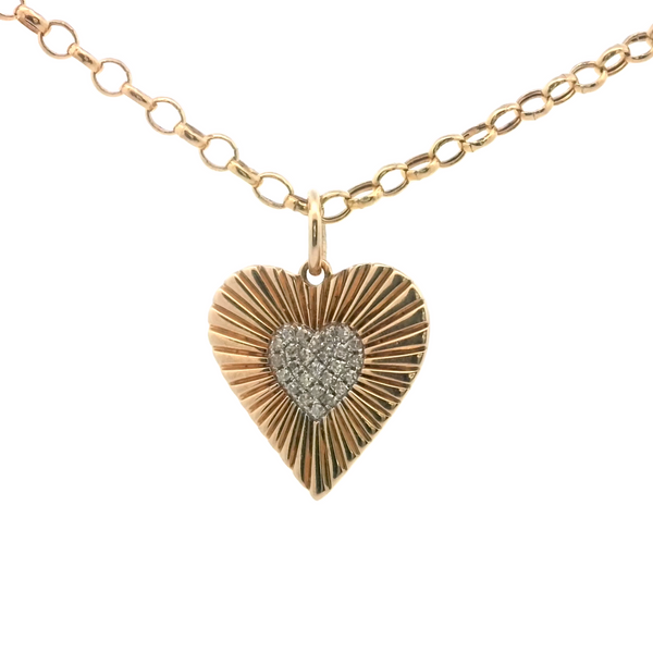 Heart Medal Large Pendant with Diamond