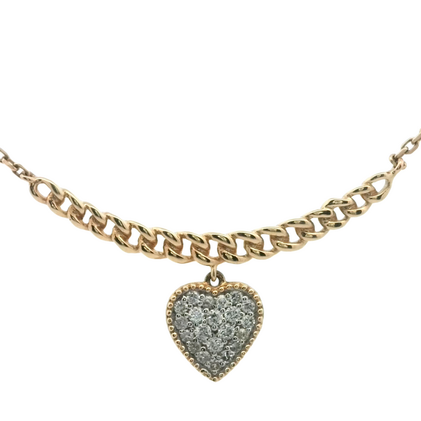 Heart Diamond Pendant with Rigid Links