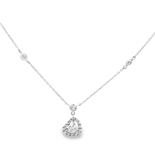 Heart Diamond with Halo Pendant and Hanging Bezel Diamonds Necklace