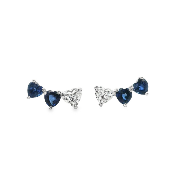 Aretes de Corazones de Zafiro y Diamantes