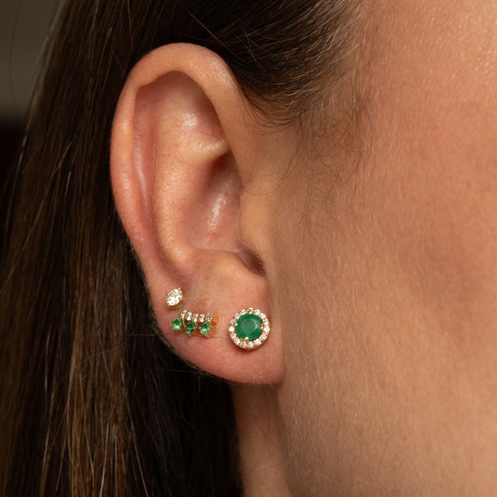 Emerald Diamond Halo | Gold Earrings | Marquisse Jewelry