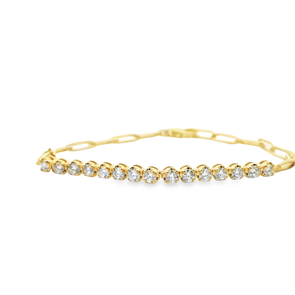 Pulsera Paperclip con Diamantes en Oro Amarillo