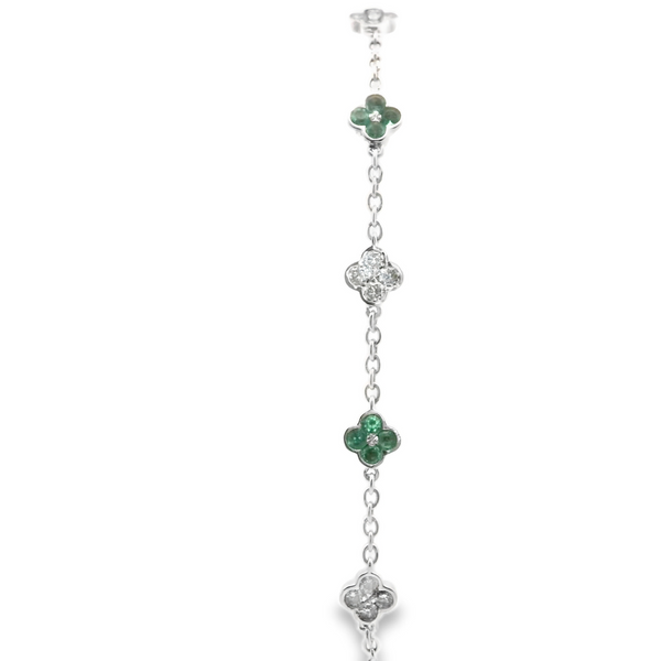 Clover Emerald and Diamond Bracelet