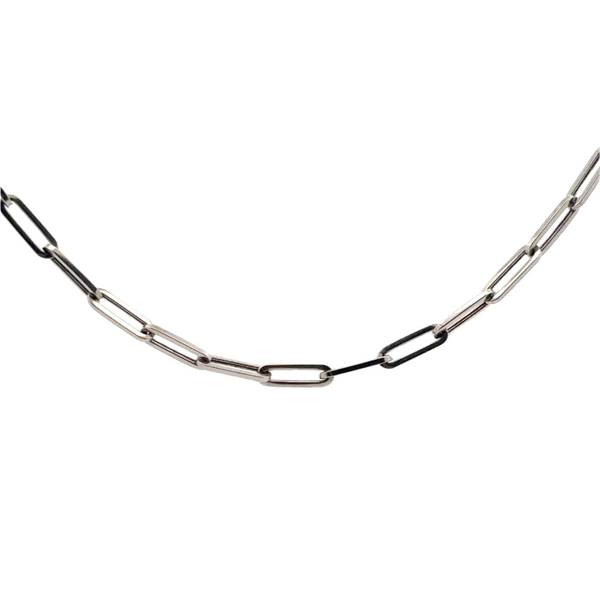 Paperclip 14k Necklace White Gold