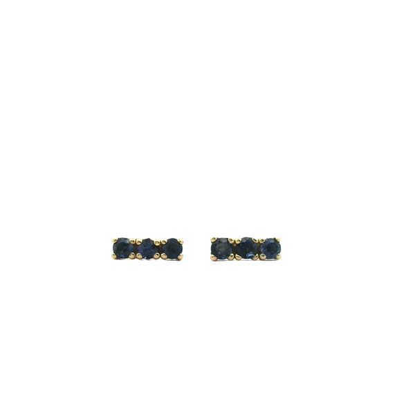Aretes de Linea de 3 Zafiros