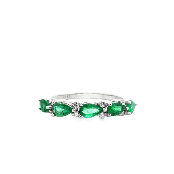 Anillo de Esmeraldas en gota y Diamantes Pequeño