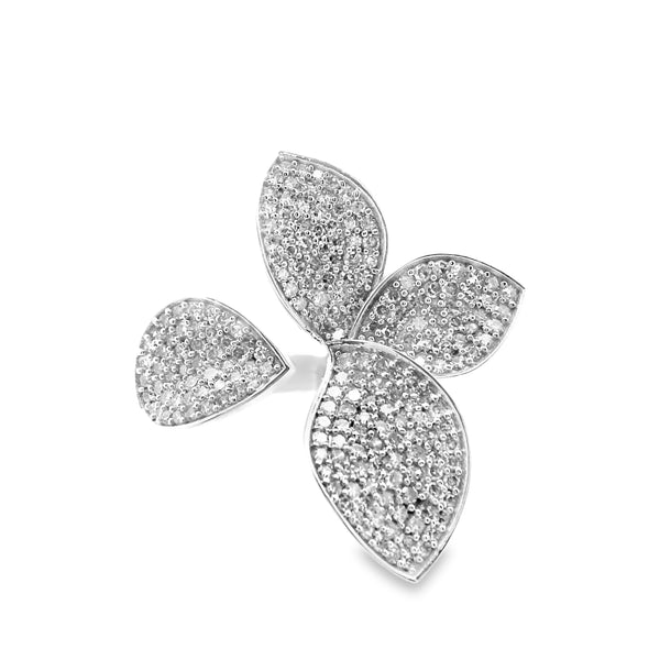 Anillo de Flor Pave de Diamantes Grande