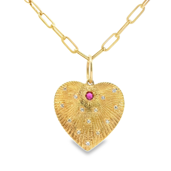 Ruby and Diamond Heart Pendant