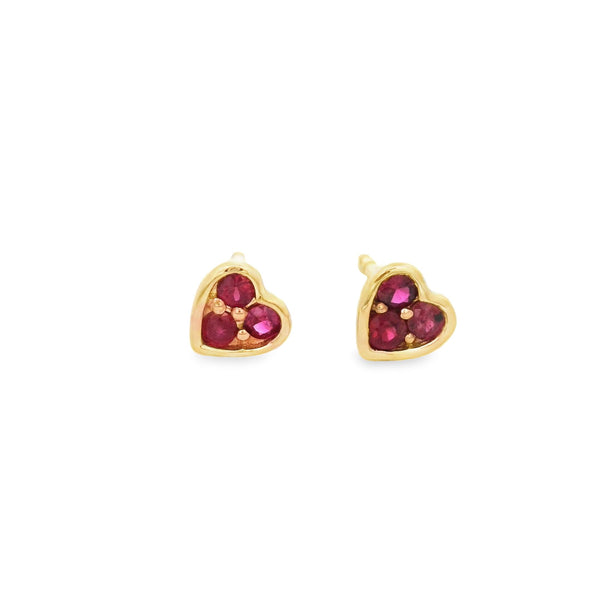 Ruby Heart Shapped Earrings