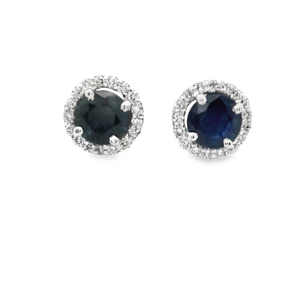 Sapphire Cirlce Halo Earrigns