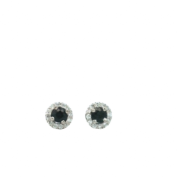 Sapphire Small Circle Halo Earrings