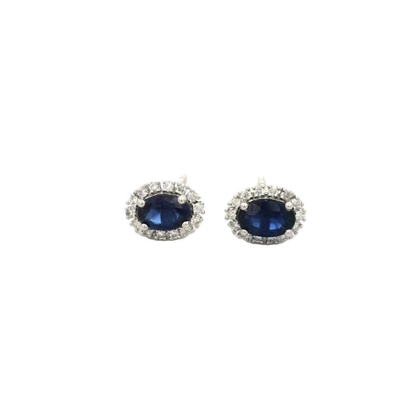 Sapphire Oval Halo Earrigns